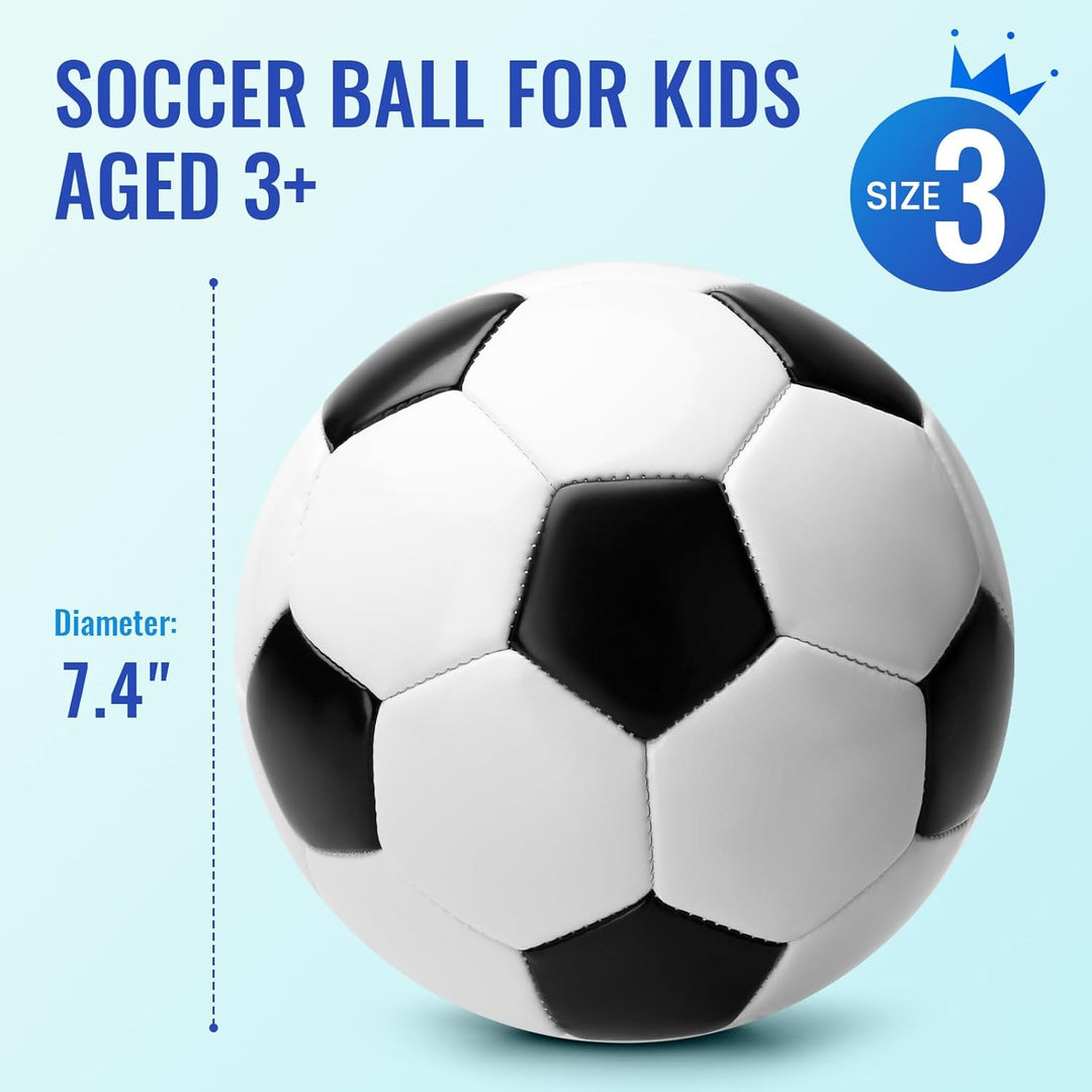 U&C Planet Fussball Grösse 3 für Kinder mit Pumpe und Netz - klassisch schwarz weiss, ideal als Outd
