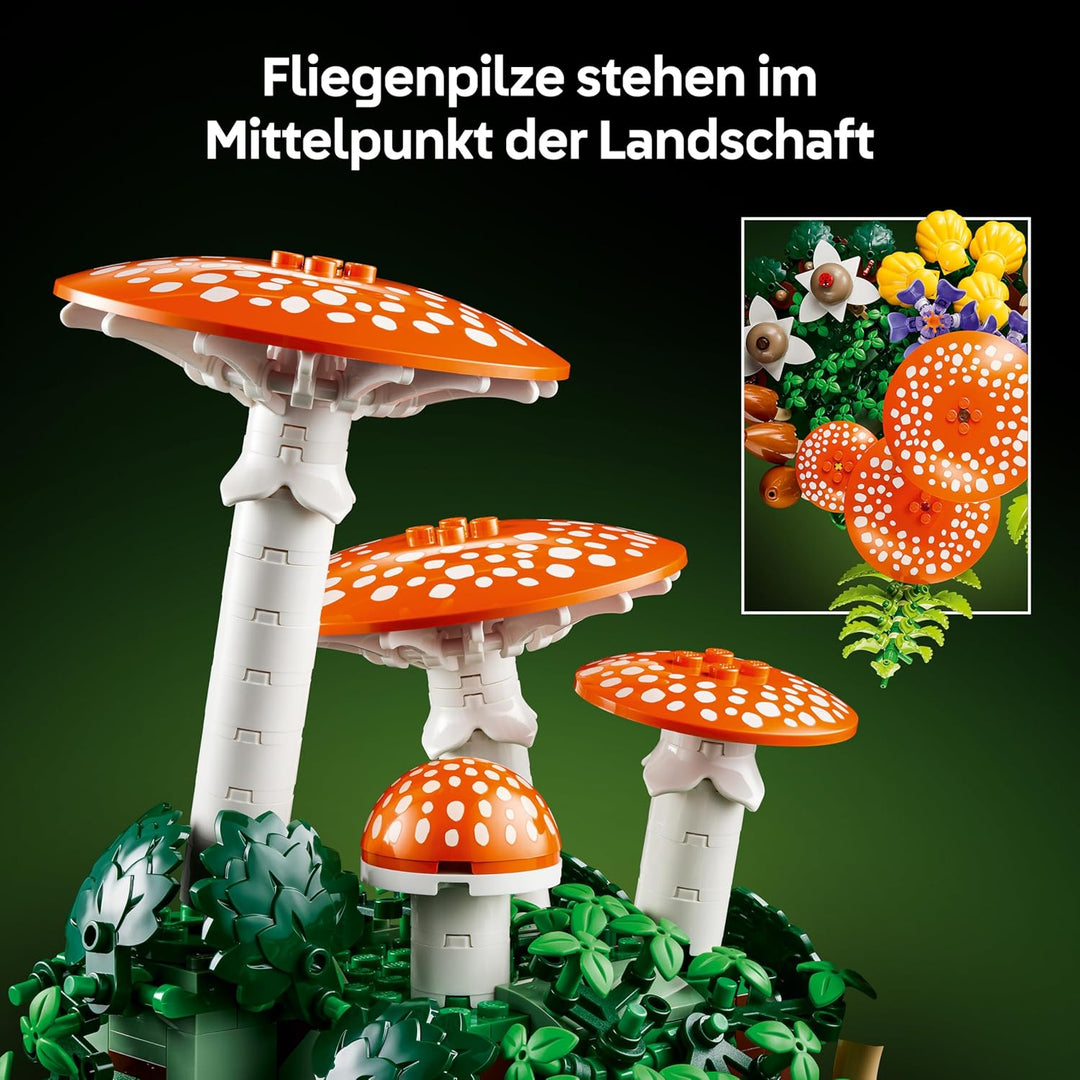 LEGO Botanicals Waldpilze - Künstliches Pflanzen Set für Erwachsene - inkl. Fliegenpilz & Kunstblume