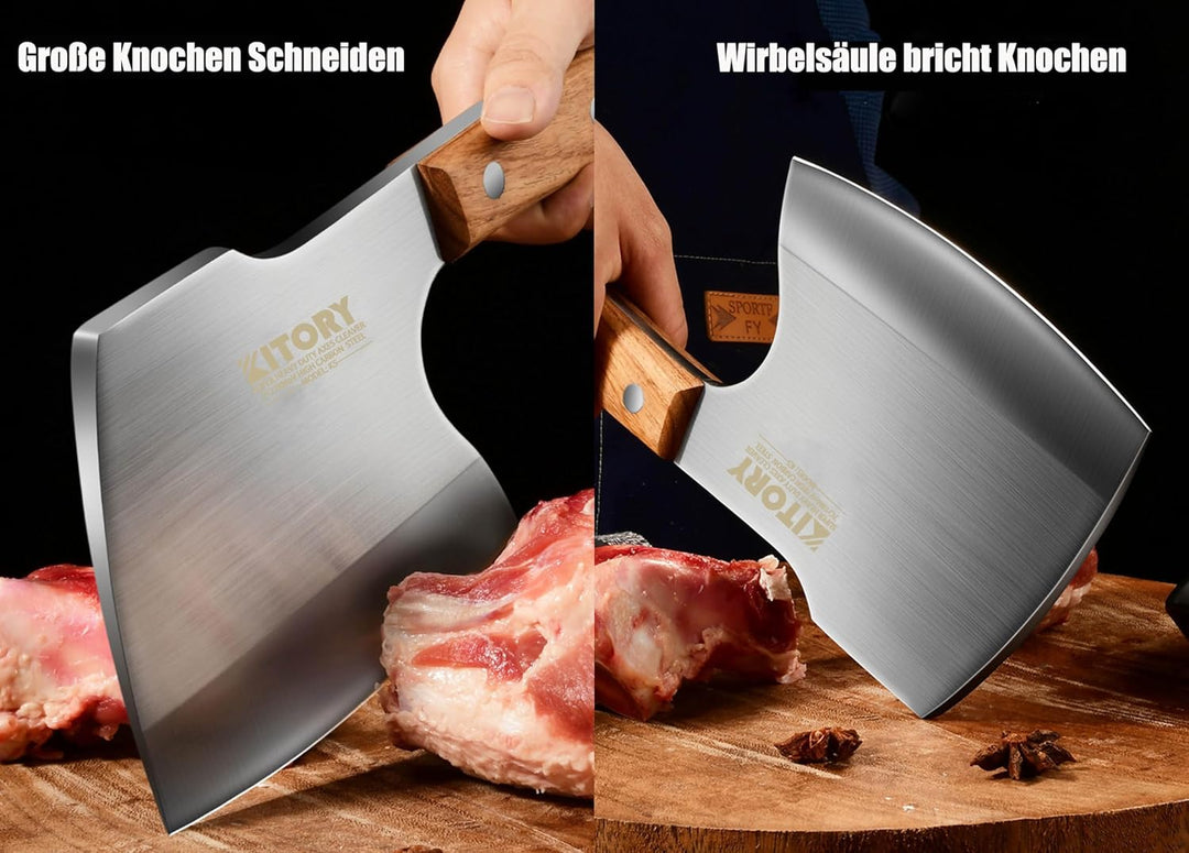 Kitory Hackmesser 16 cm Klinge, Extradicker 6,25 mm für gefrorenes Fleisch und grosse Knochen, Extre