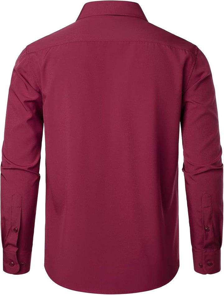 PARKLEES Herren Regular Fit Kleid Hemd Solide Faltenfrei Langarm Casual Business Button Up Hemden mi