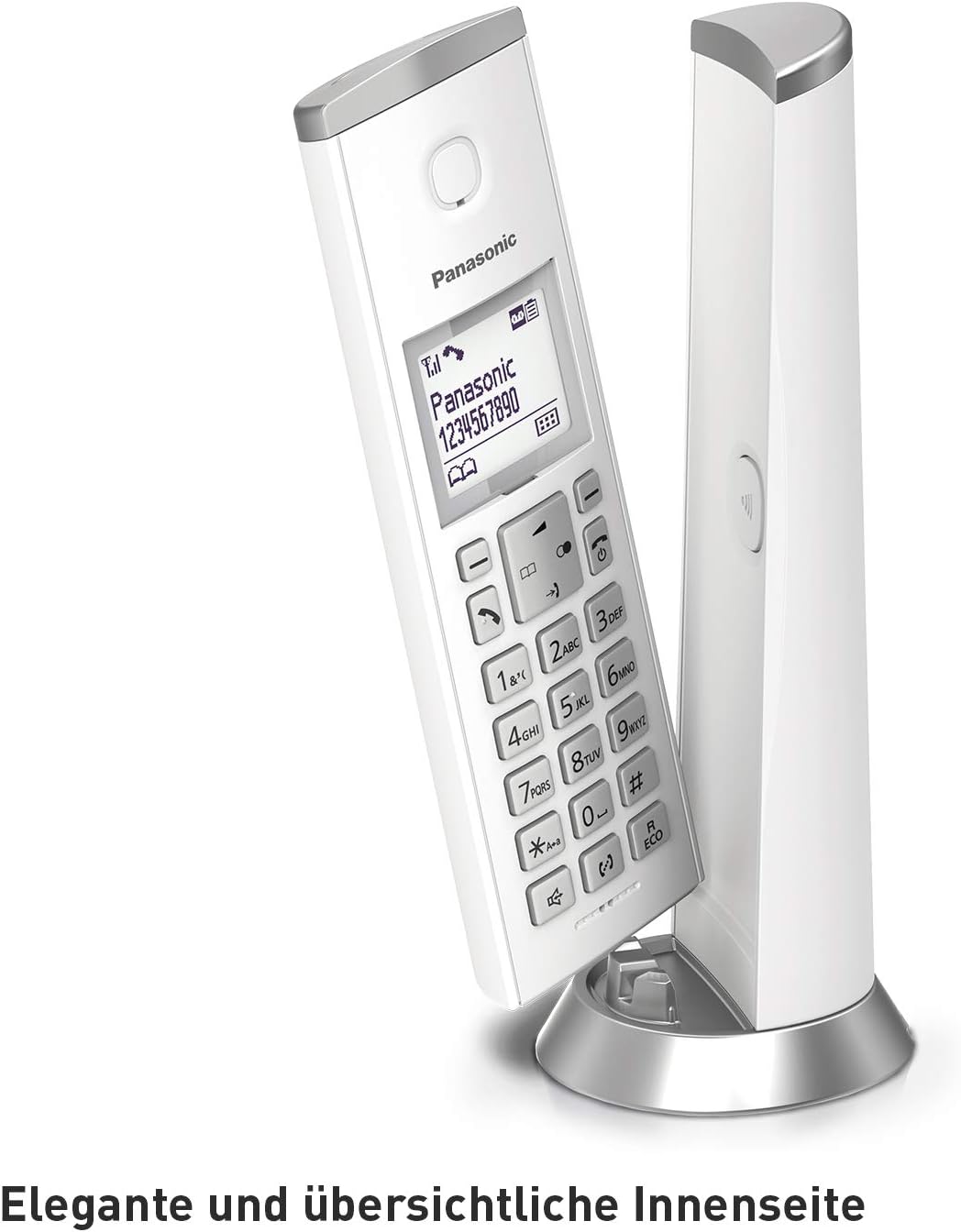 Panasonic KX-TGK220GW Design-Telefon mit Anrufbeantworter (Wecker, Haustelefon (schnurlos)) weiss &amp;