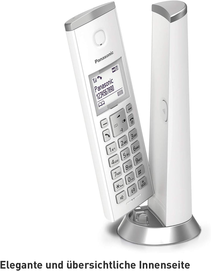 Panasonic KX-TGK220GW Design-Telefon mit Anrufbeantworter (Wecker, Haustelefon (schnurlos)) weiss &amp;
