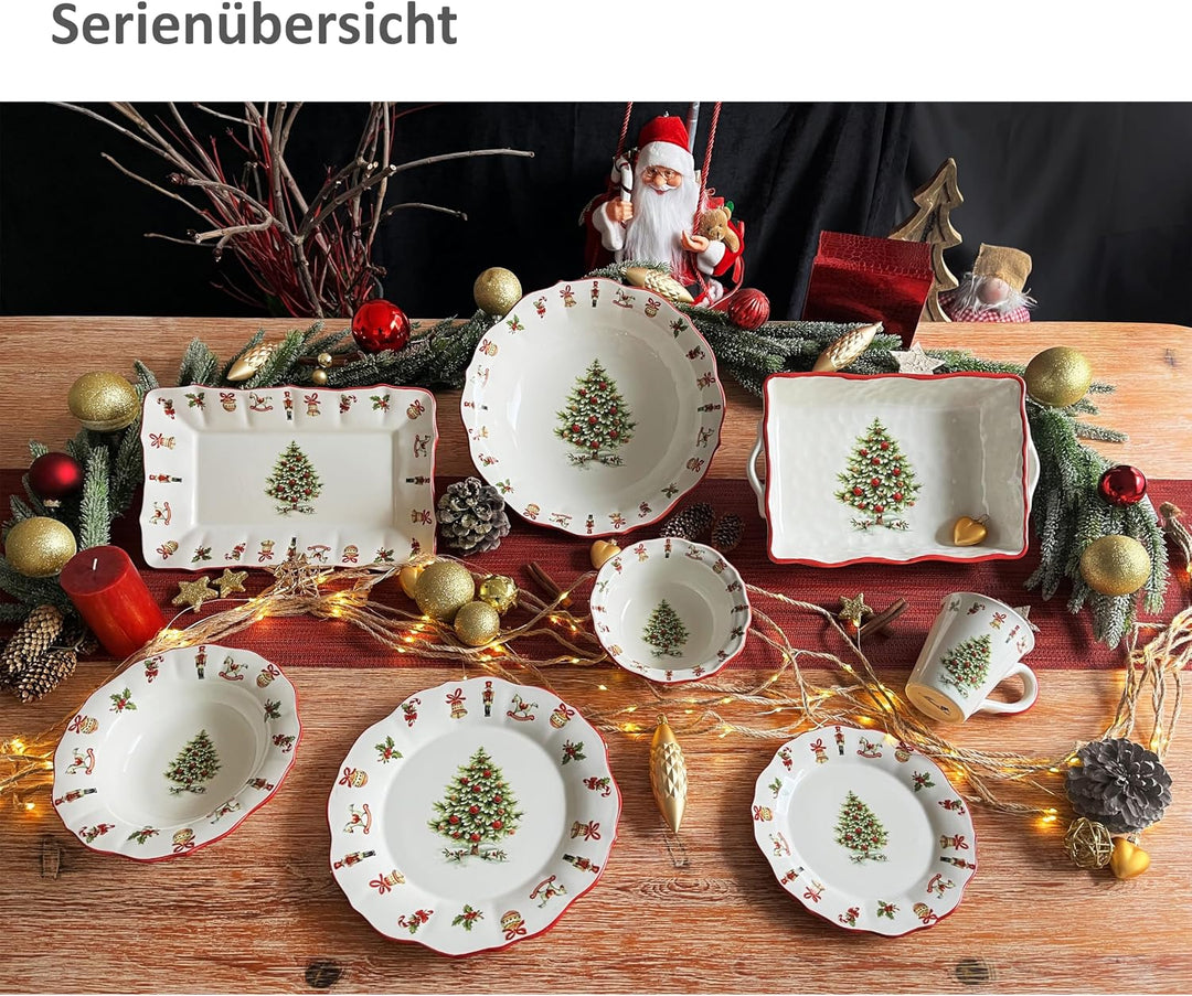 MamboCat Maestro Natale Kuchenteller I italienische Keramik-Frühstücksteller mit Weihnachtsdekor I S