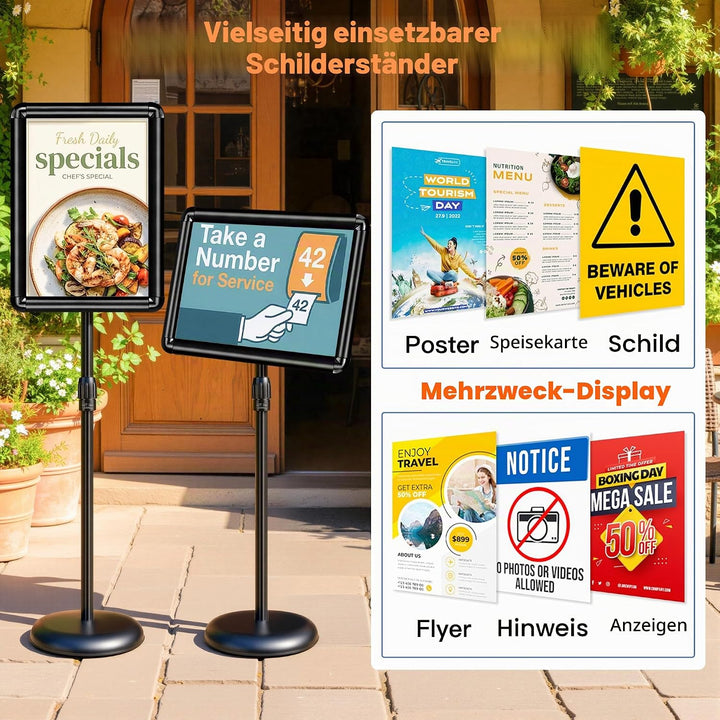 VAIIGO A3 Infoständer Höhenverstellbar Aluminium DIN A3 Plakatständer Informationsständer Präsentati