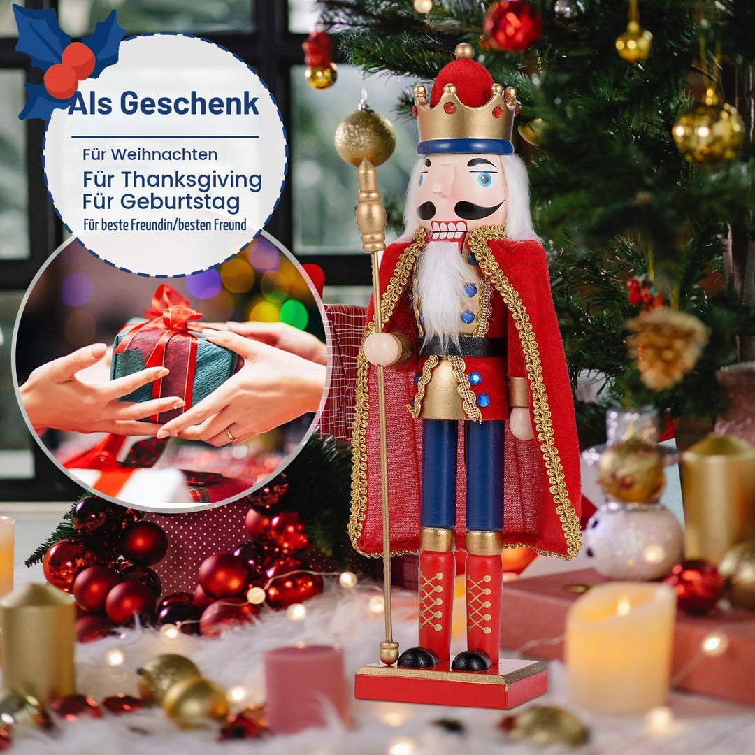 COMBIUBIU 38 cm Nussknacker Figuren Holz Nussknacker Soldaten,Traditionelle Weihnachten Nussknacker