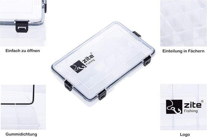 Zite Fishing Tackle-Box Wasserdicht - Kunstköder-Box Angelbox Tacklebox für Angel-Zubehör Hardbaits