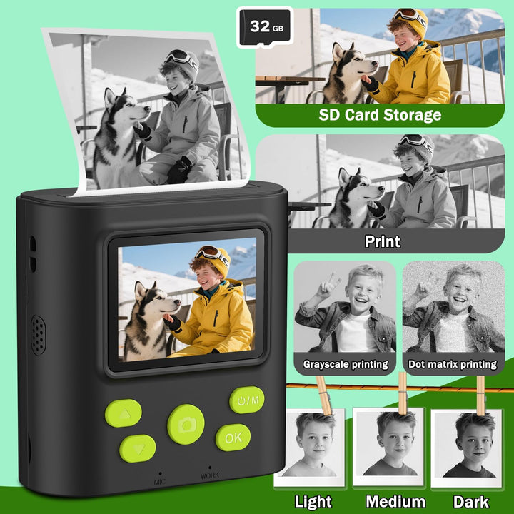 Zicor Kinderkamera Instant Print, 1080HD Digital Video & Instant Print Kamera für Kinder, lustige We