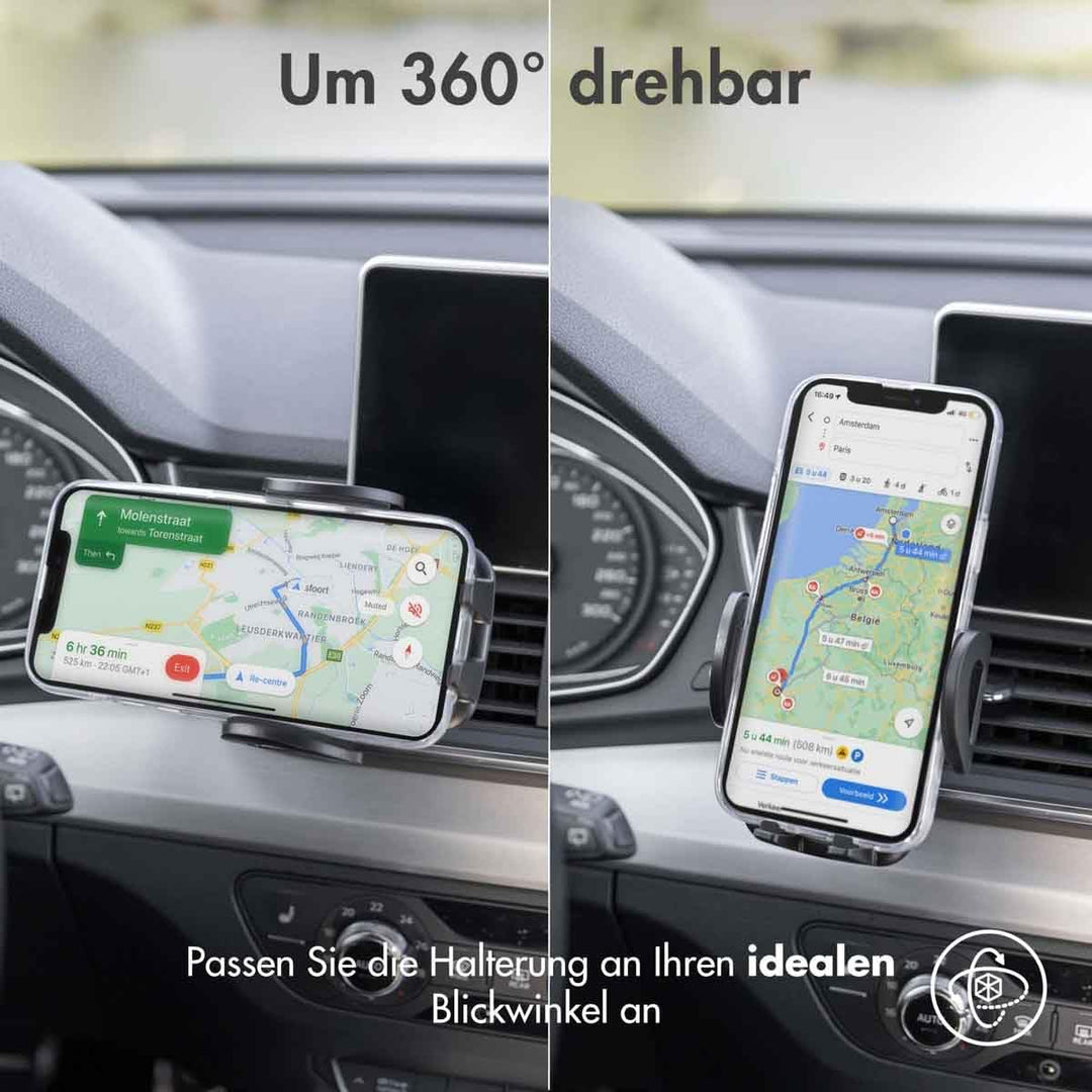 iMoshion Handyhalterung Auto Carbon – 360° drehbar & Automatik-System für alle Smartphones (4,7–7 Zo