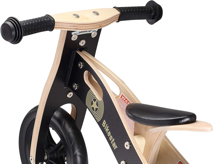 BIKESTAR Lauflern Rad für Jungen und Mädchen ab 2-3 Jahre | 10 Zoll Kinder Laufrad Holz | Schwarz |