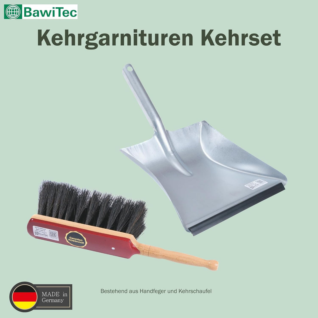 Qualitäts Kehrgarnituren Kehrsets von BawiTec Handfeger und Kehrschaufel Kehrblech mit Griff stabile