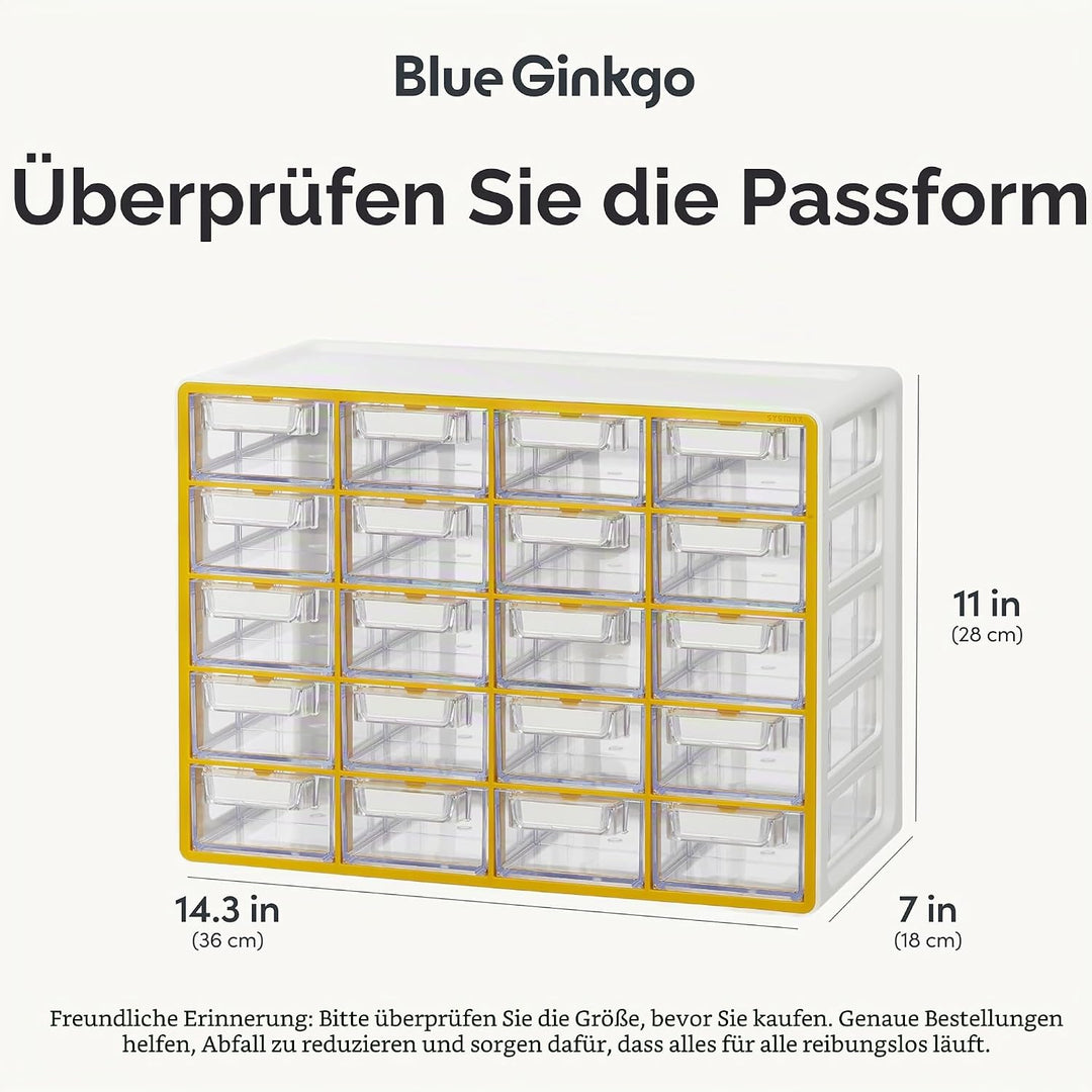 BLUE GINKGO Kleiner Aufbewahrungsschrank mit 20 Schubladen – stapelbare Perlen- und Bastelaufbewahru