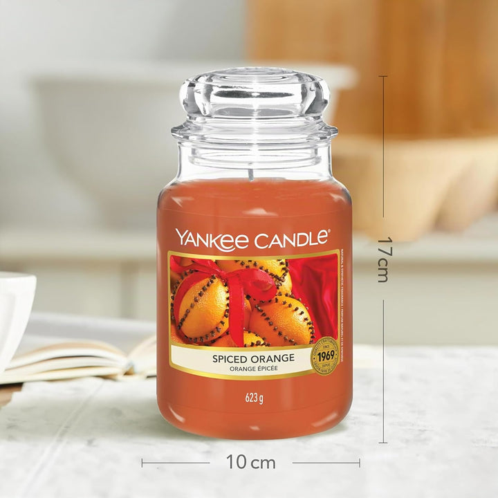 Yankee Candle Duftkerze im Glas (gross) | Spiced Orange | Brenndauer bis zu 150 Stunden, SPICED ORAN