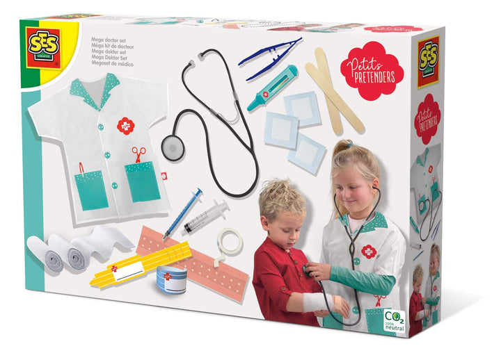 SES Creative 18011 Mega Doktor Set für Kinder - Interaktives Rollenspiel und Lernspielzeug Mega Arzt