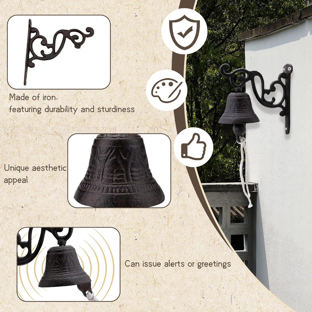 Gusseisen-Abendessenglocke, Vintage-Glocke zur Wandmontage, vielseitig einsetzbare hängende Glocken