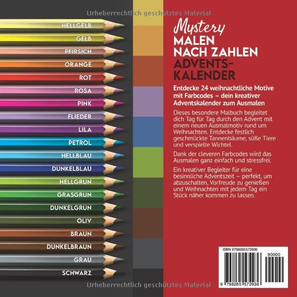 Adventskalender Mystery Malen nach Zahlen für Erwachsene: 24 geheime Weihnachts-Motive zum Ausmalen