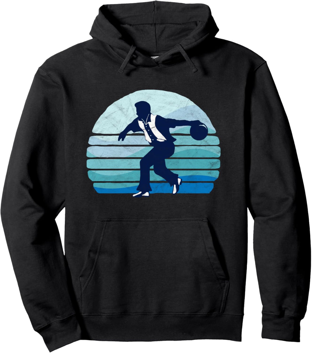 Cool Retro Bowler Vintage Vibe 80's Pop Art Bowling Graphic Pullover Hoodie