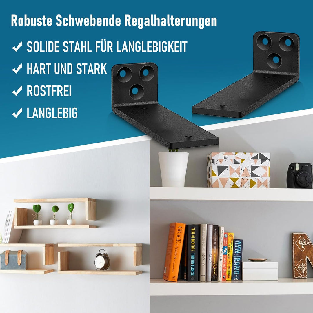 Schwebende Regalhalterungen, 20.3 cm, dicke, rustikale Regalhalterung für Holzregale – verdeckte Jal