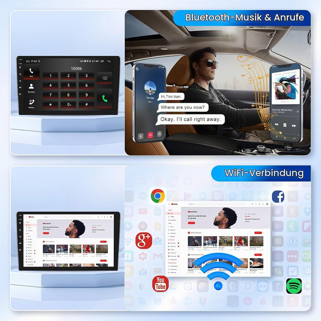 Podofo Carplay Autoradio für Peugeot 107/Citroen C1/Toyota Aygo, 10.1“ Touchscreen Autoradio 2G+64G