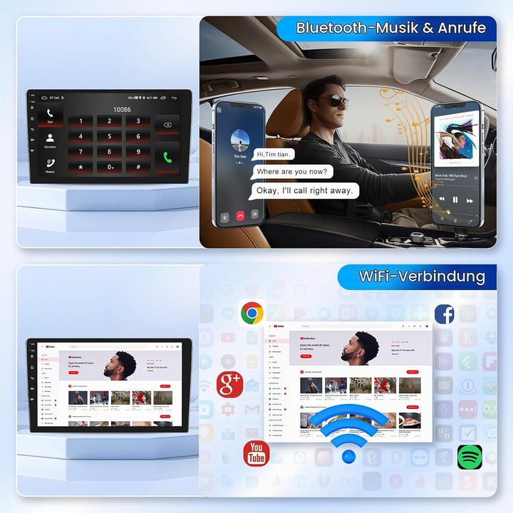 Podofo Carplay Autoradio für Peugeot 107/Citroen C1/Toyota Aygo, 10.1“ Touchscreen Autoradio 2G+64G