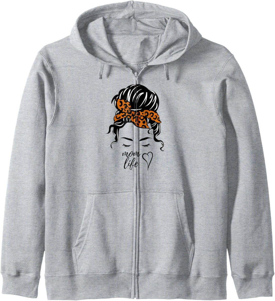 Nobles Mutterleben mit unordentlichem Brötchen mit süssem Leoparden-Bandana Kapuzenjacke
