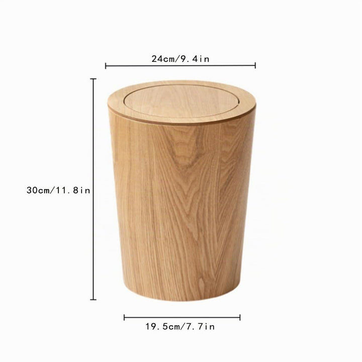 MKYOKO Runder Mülleimer, Holz-Mülleimer mit Deckel, Müllrecyclingbehälter, Abfallbehälter, Papierkor