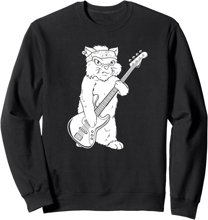Basser Katze Gitarre Gitarrist Ebass - Basshead Bass Bassist Sweatshirt