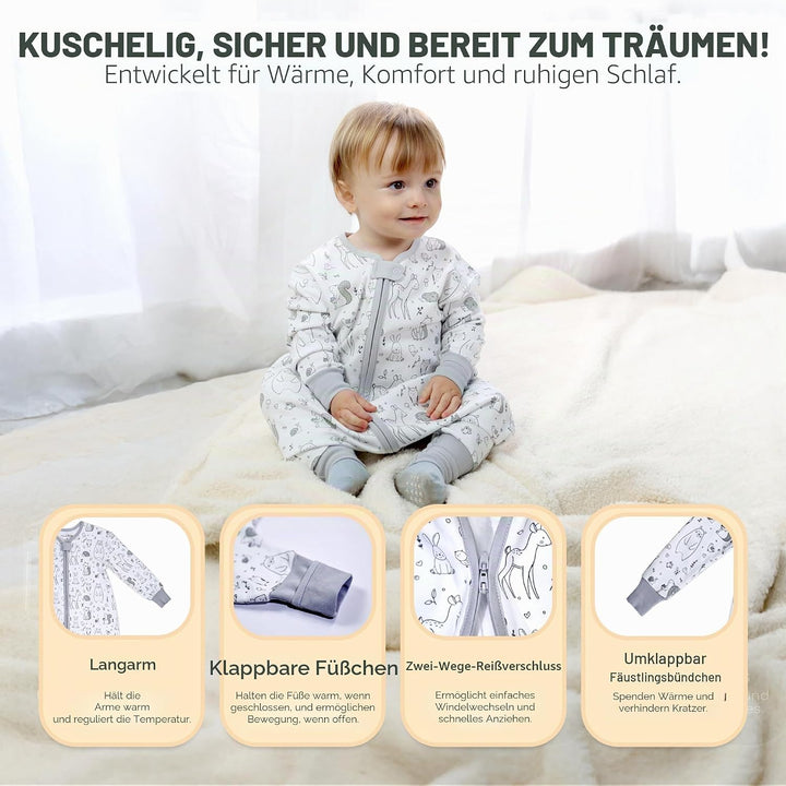 Mama Cheetah Baby Schlafsack, Bio-Baumwolle, Tragbare Babydecke, Schlafsack mit 2-Wege-Reissverschlu