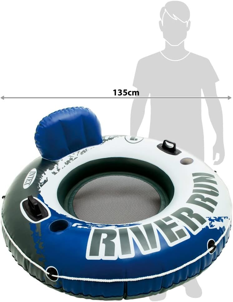 Intex River Run I - Aufblasbarer Schwimmsessel - Ø 135 cm, Weiss Blaues Rad Single, Blaues Rad Singl