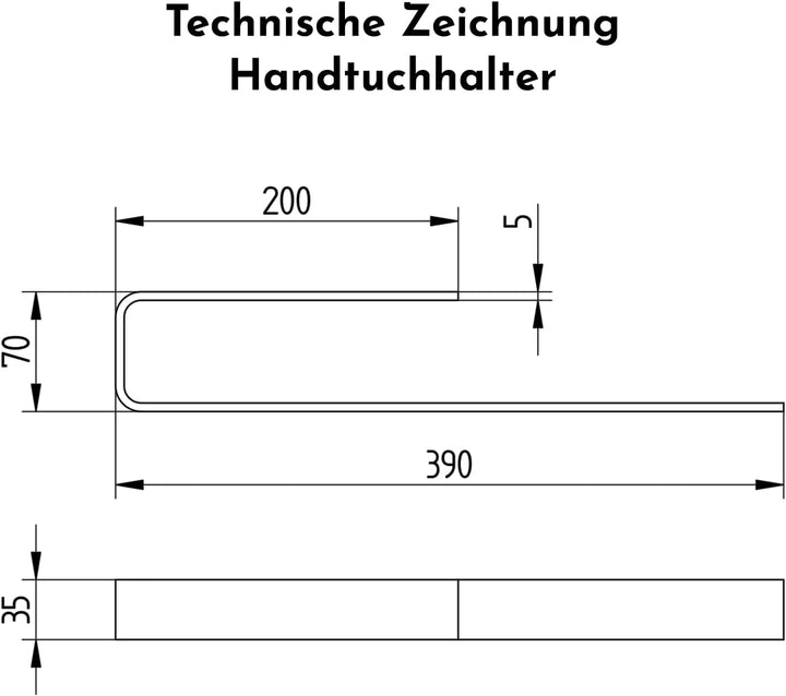 Bürstenking Handtuchhalter ohne Bohren – 39 cm – Selbstklebender Handtuchhalter – einarmige Halterun