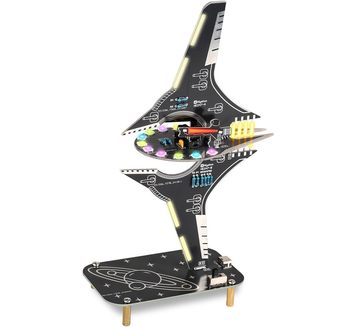 DONGKER Löt Bausatz, Raumschiff Styling RGB LED Licht Löten Übungssatz, DIY Lötprojekt Lampen Bausat