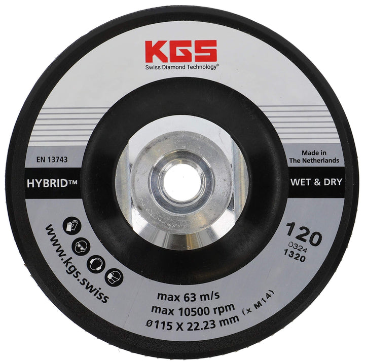 KGS Hybrid-Diamant-Trennscheiben, 115 x M14 goldfarben, Körnung 120 mit direkter M14 aufnahme passen