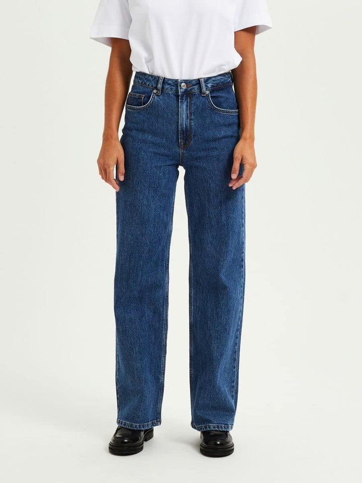 SELECTED FEMME Damen SLFALICE HW Wide Long MID BLU Jeans NOOS, 26W / 32L
