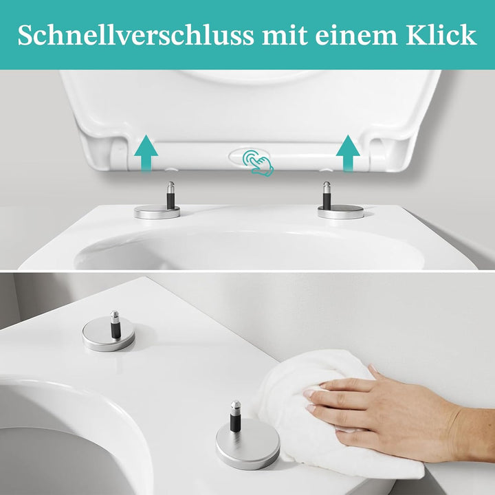 Toilettendeckel mit Absenkautomatik,WC Sitz mit Absenkautomatik,Quick-Release Funktion für einfach R
