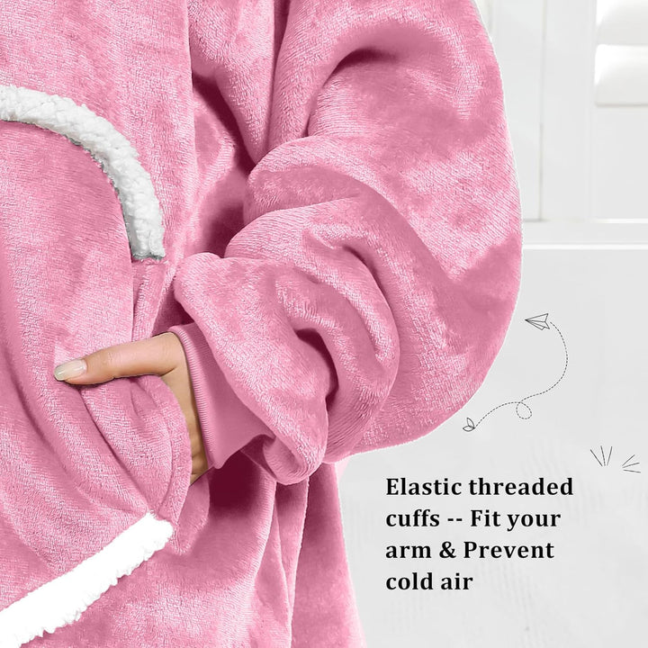 FEELJAM Decke mit Ärmeln und Kapuze, Kuscheldecke Hoodiedecken mit Reissverschluss und Taschen 120 R