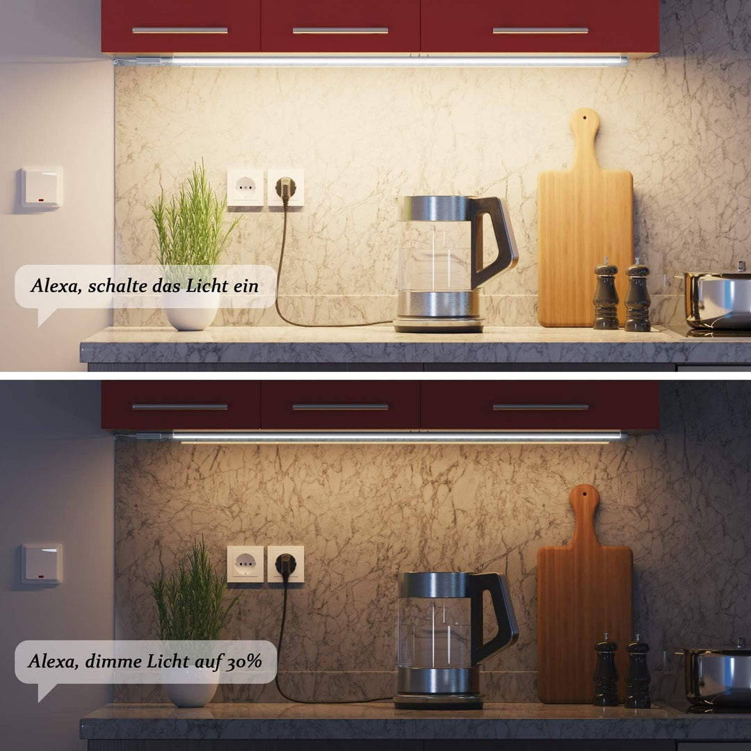 ledscom.de Smarte LED Unterbau-Leuchte SIRIS weiss matt, mit WLAN-Controller, flach, Smart-Home, Ale