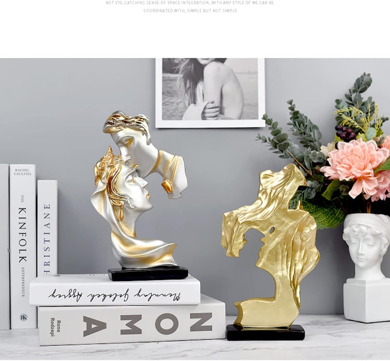 PIGPIGFLY Liebeskuss Statue,Abstrakte Skulptur,Deko Figuren, Deko Wohnzimmer Modern Zum Hinstellen,