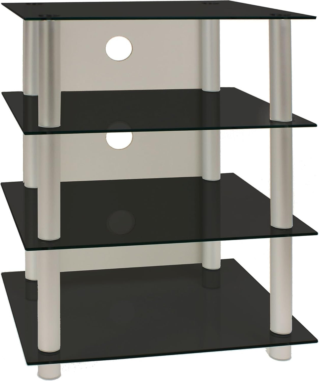 VCM HiFi Möbel Rack Schrank Phono Regal Alu Glas Phono Mediaregal Blados Schwarzglas, Schwarzglas