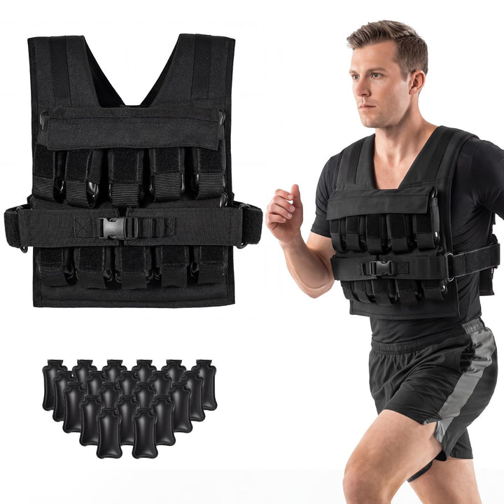 COSTWAY Gewichtsweste 20/30 kg, Brustgrösse Verstellbar, Trainingsweste mit abnehmbaren Eisensandsäc