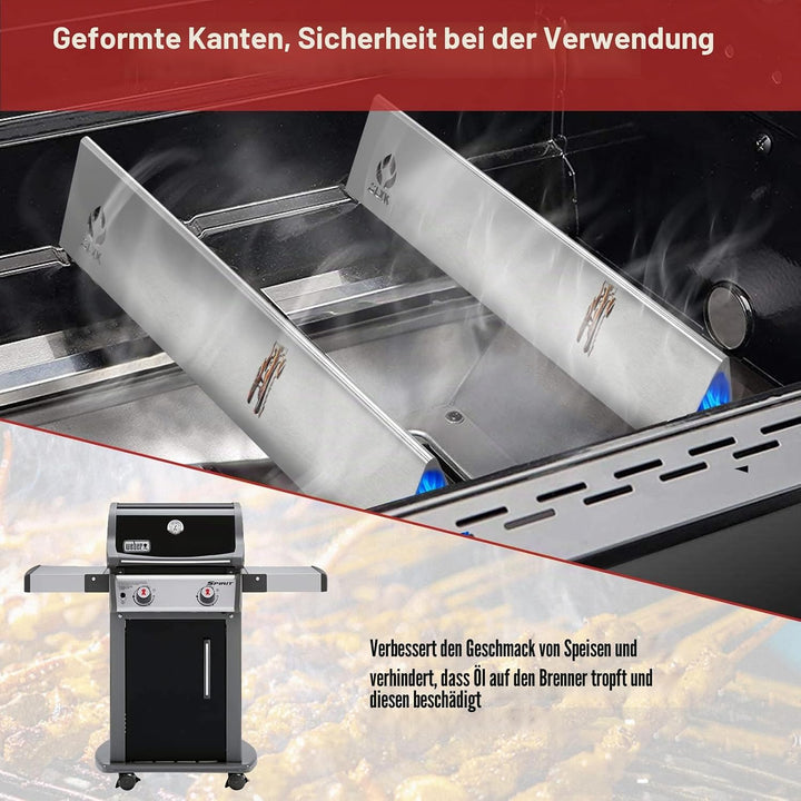 Delixike 7635 Edelstahl Brennerabdeckungen Flavorizer Bar für Weber Spirit E210 E220 S210 S220(mit v