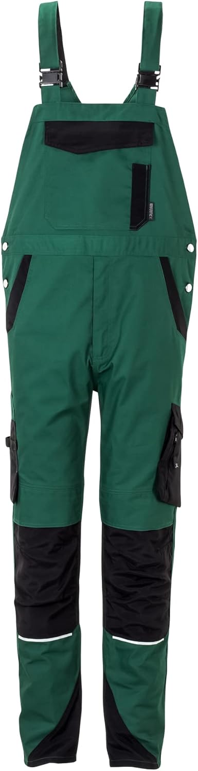 Planam Herren Norit Latzhose Work Utility Pants 24 grün/schwarz, 24 gr&#xFC;n/schwarz