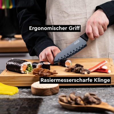 Axer Küchen Messerset Schwarz - Scharfe Küchenmesser - 6-teilig Messer Set Scharf Küche - Kitchen Kn