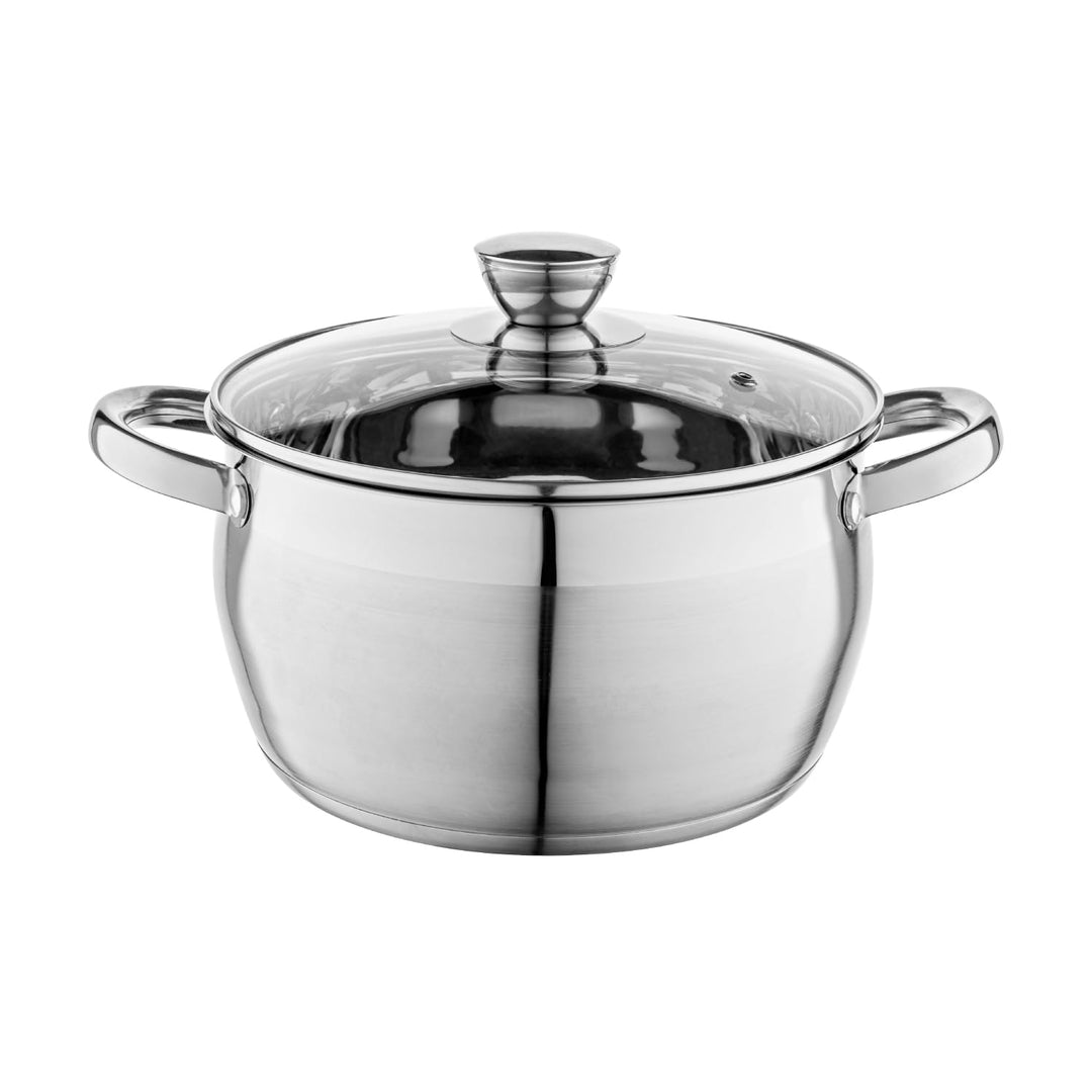 Florina Oliver 22 cm 4,8 L Edelstahltopf mit Glasdeckel | Für Induktion, Gas, Elektro, Ceran | Messs