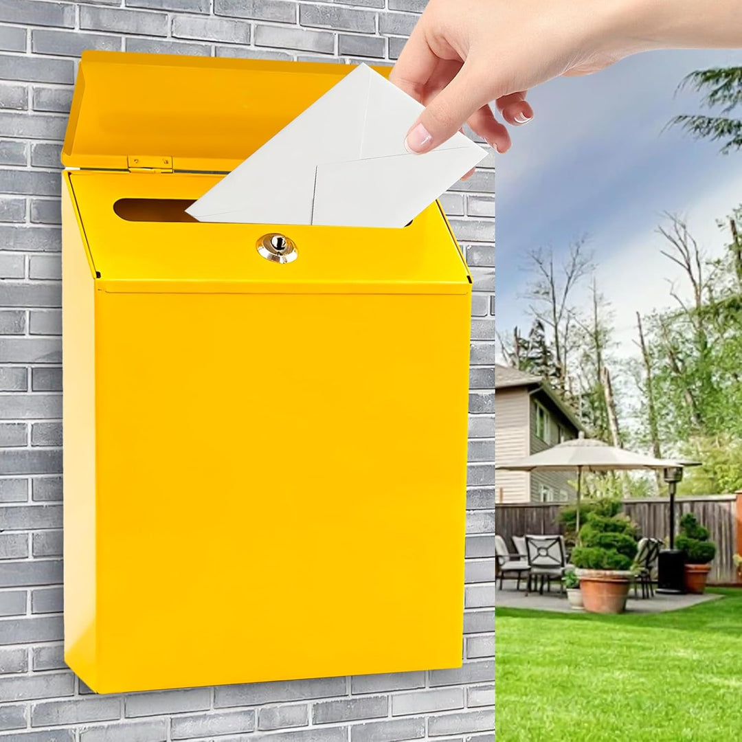Wandbriefkasten Metall, 22 * 6.5 * 29cm Postkasten mit Schloss Klein, Dekorativer Briefkasten Bunt m