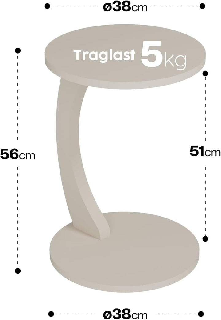 Couchtisch mit Rollen, Kleiner Beistelltisch C Form, Beistelltisch Couch, stylischer Sofatisch in sc