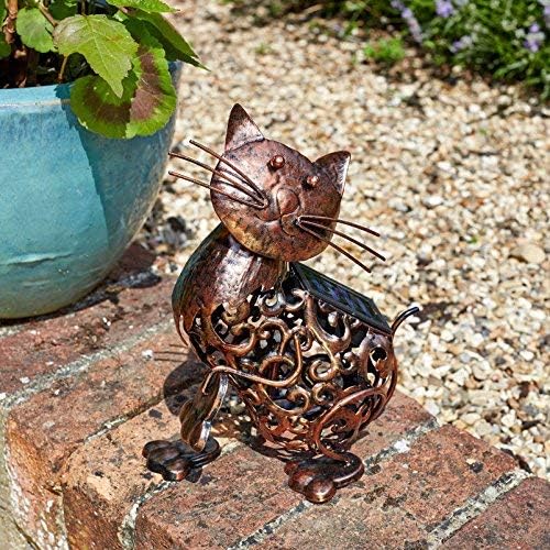 Smart Garden Deko-Katze aus Metall für Garten oder Terrasse, mit Solarlicht, Metall Cat