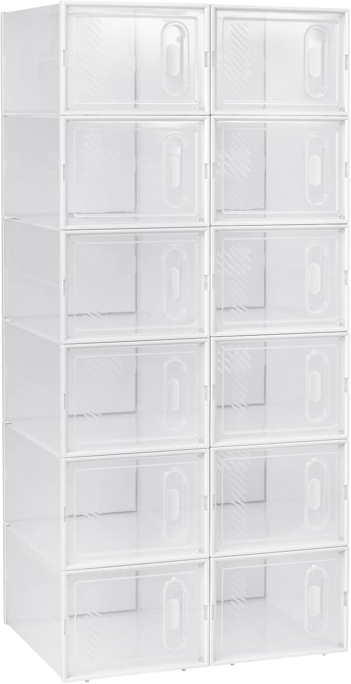 WOLTU Schuhregal mit 12 stapelbaren Schuhboxen Schuhschrank Regalsystem mit Magnetverschluss Steckre