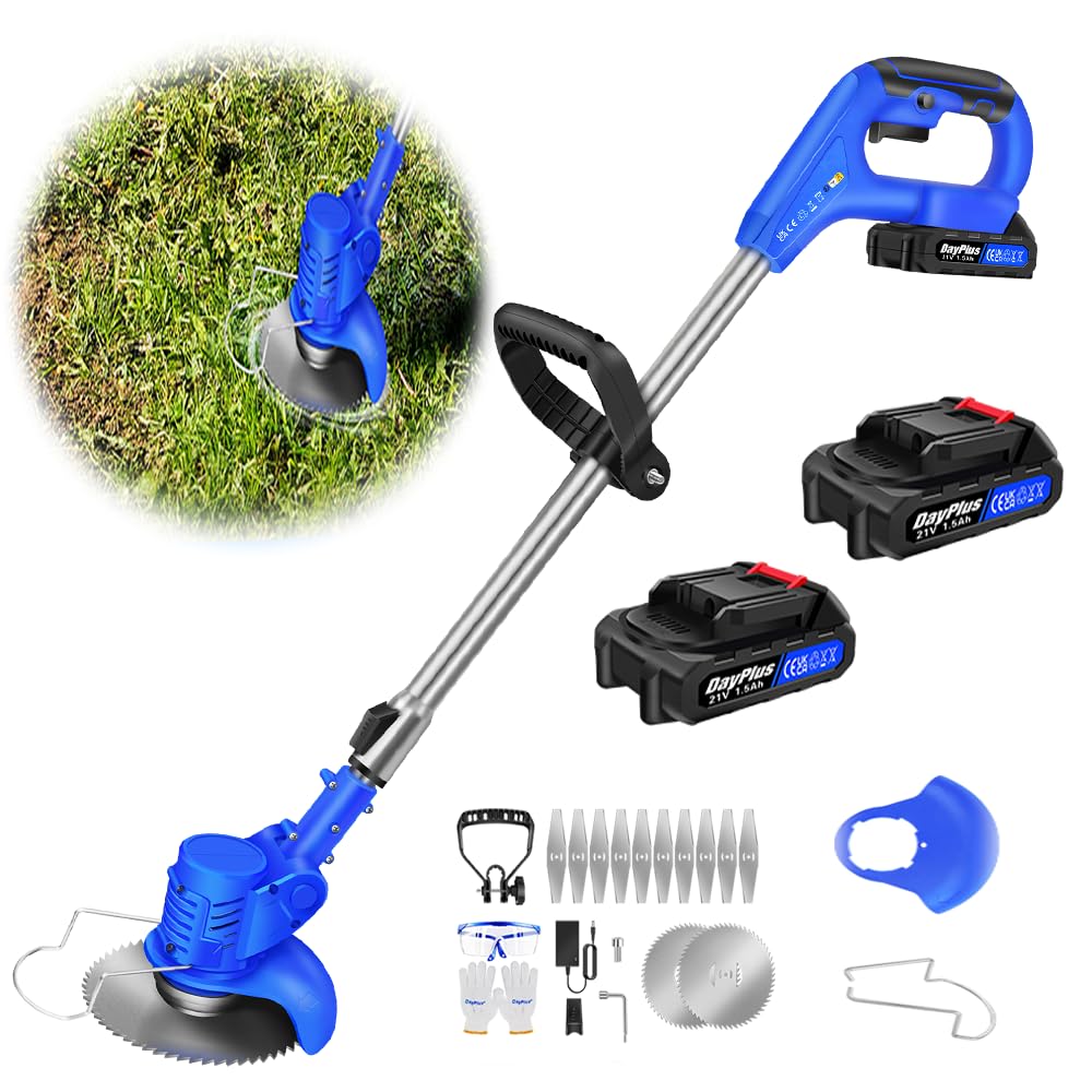 Akku Rasentrimmer mit Akku 21V Freischneider mit 2 Batterien, Akku Motorsense &amp; Rasentrimmer Rasen m