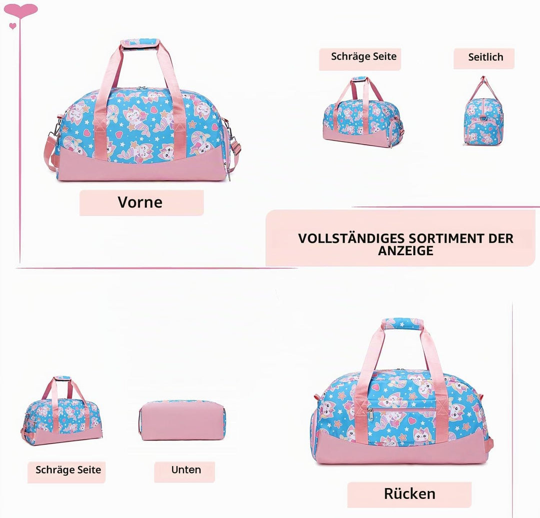 Lmwzh Kinder Sporttasche Reisetasche mitSchuhfach Turnbeutel wasserdichte Schwimmtasche (Meerjungfra