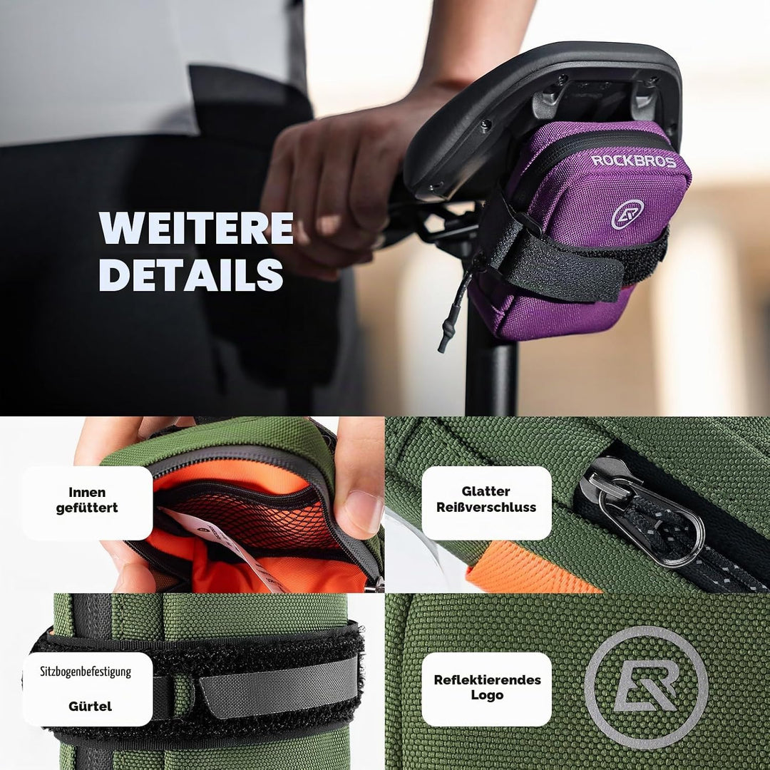 ROCKBROS Fahrrad Satteltasche Mini Tragbare Fahrradsatteltasche Kompakte Aufbewahrungstasche Rennrad