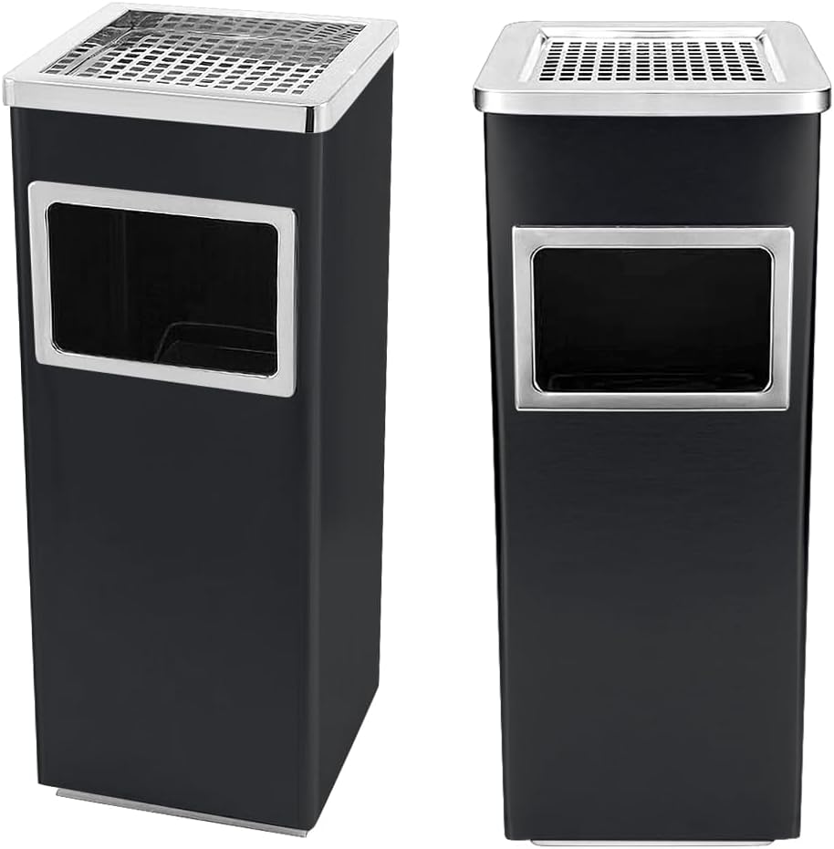 Mülleimer mit Aschenbecher, Edelstahl, Mülleimer, elegantes Design, funktional, raffiniert, herausne